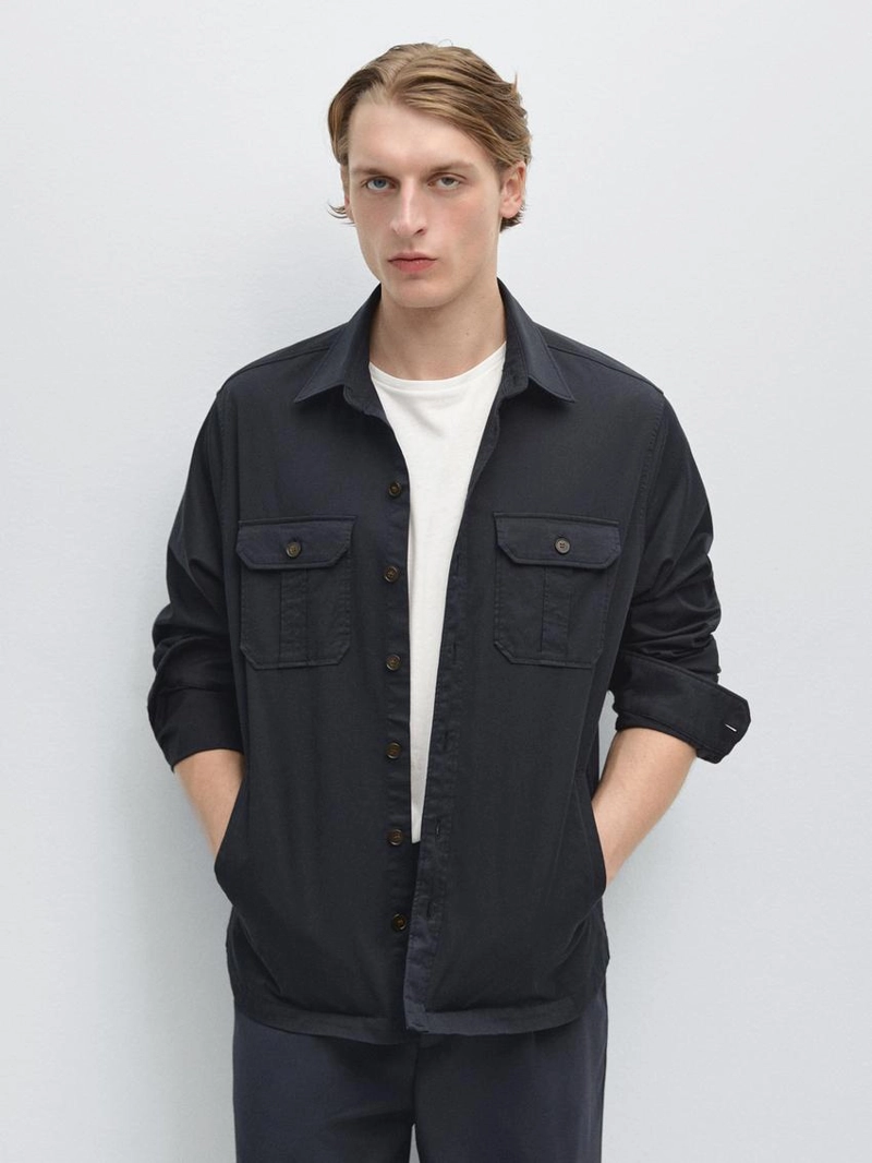 Рубашка-овершерт из смесового хлопка с карманами