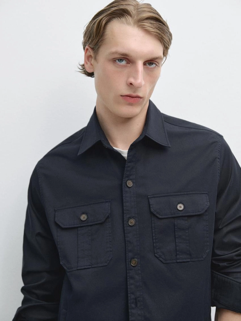Рубашка-овершерт из смесового хлопка с карманами