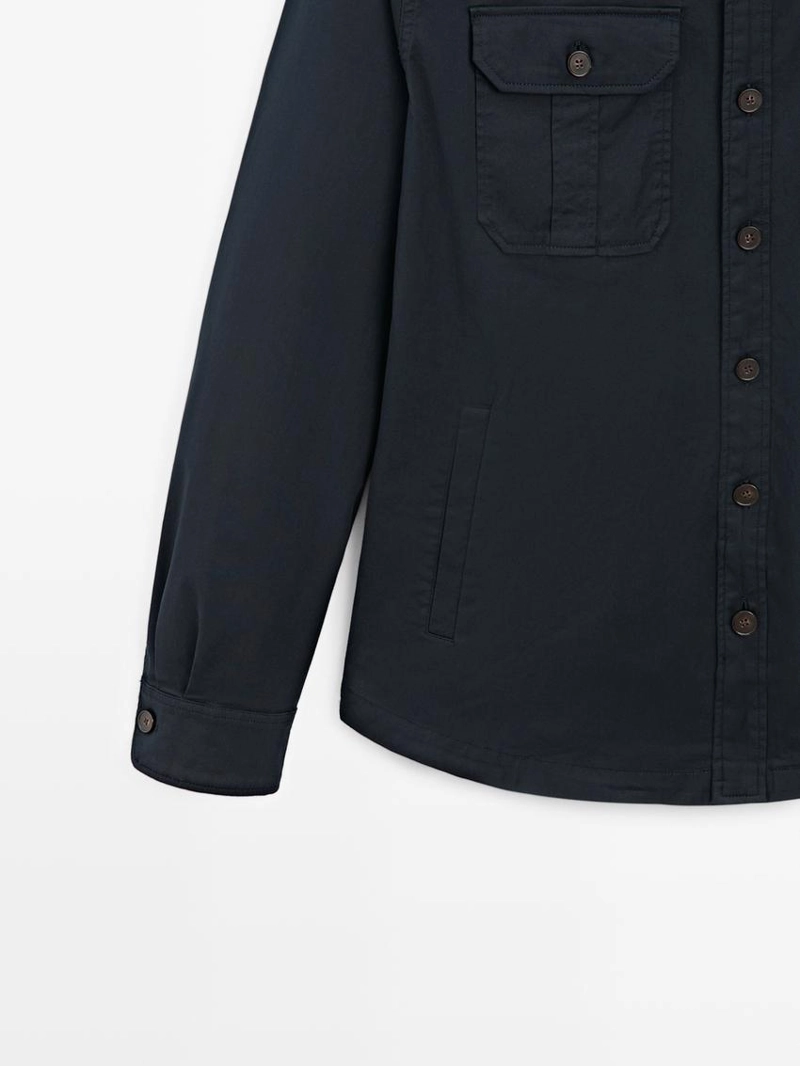 Рубашка-овершерт из смесового хлопка с карманами