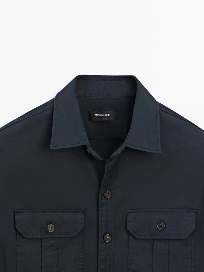 Рубашка-овершерт из смесового хлопка с карманами