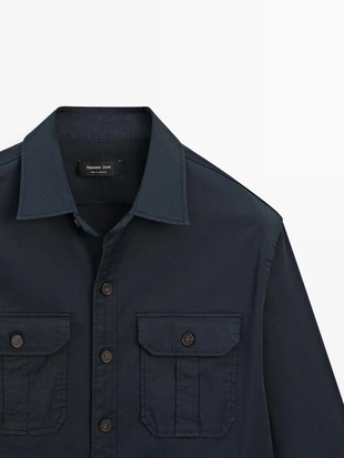 Рубашка-овершерт из смесового хлопка с карманами- Заказать в России