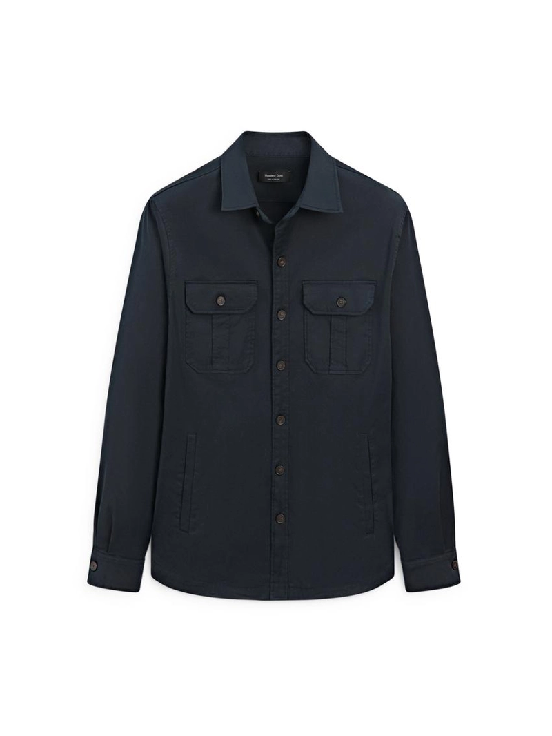 Рубашка-овершерт из смесового хлопка с карманами