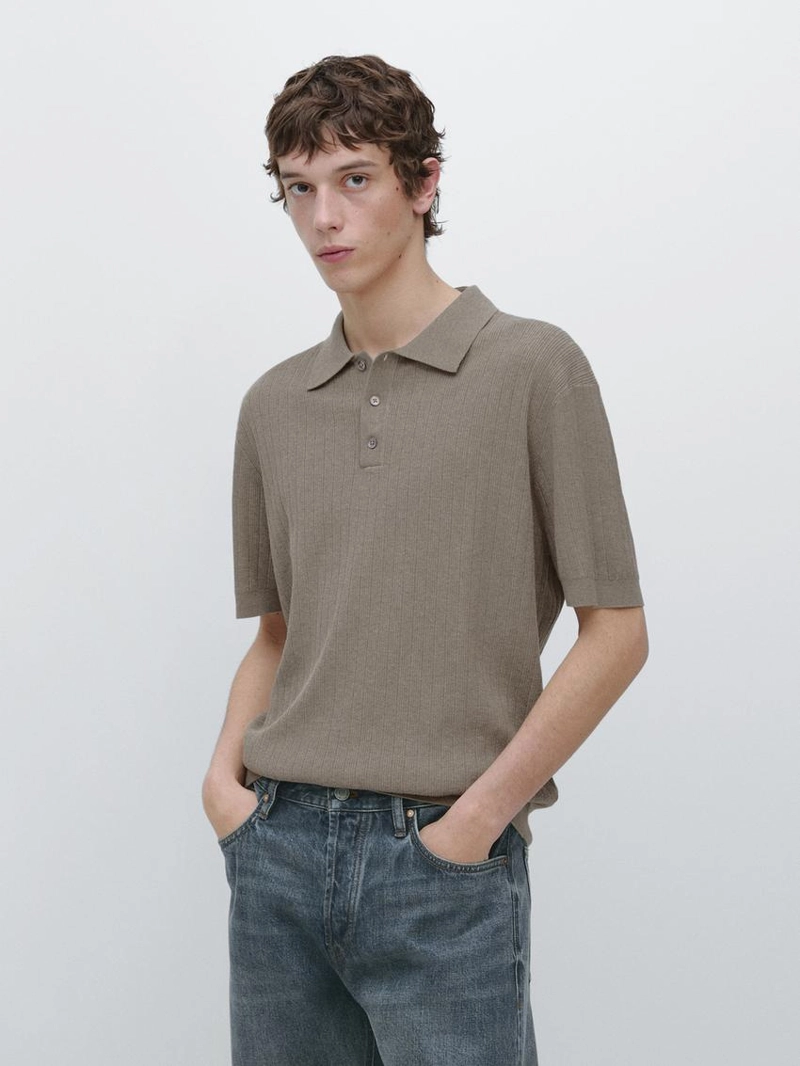 Поло-свитер из хлопкового трикотажа