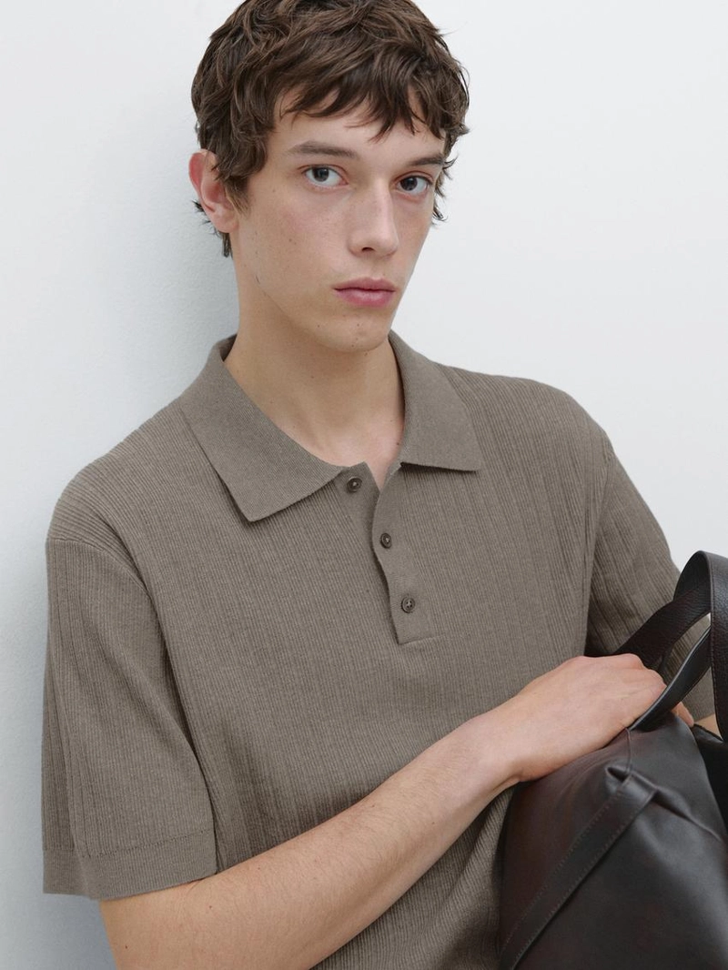 Поло-свитер из хлопкового трикотажа