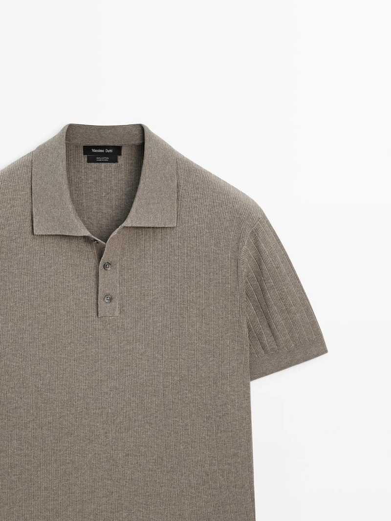 Поло-свитер из хлопкового трикотажа