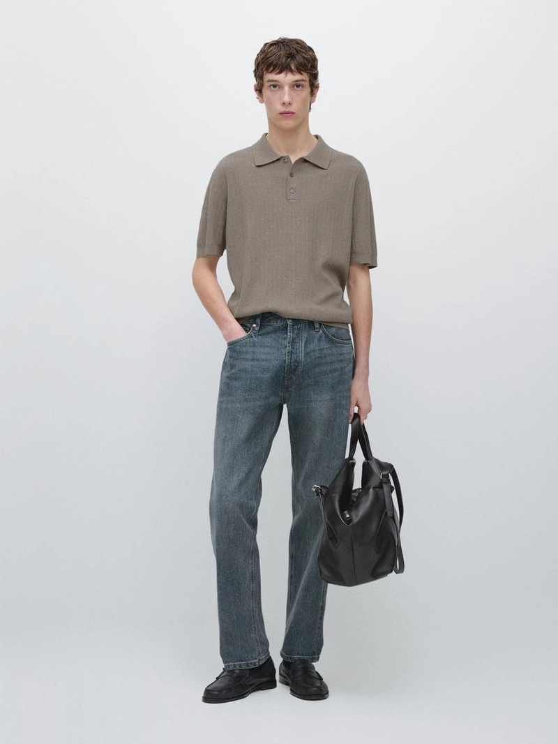 Поло-свитер из хлопкового трикотажа