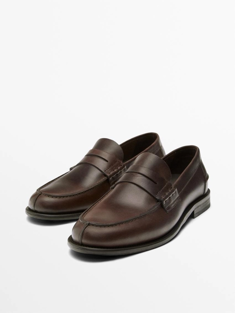 Мокасины из кожи с пенни-ремешком