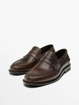 Мокасины из кожи с пенни-ремешком- Заказать в России