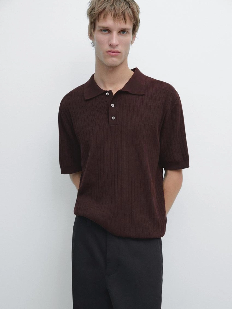 Водолазка-поло из хлопкового трикотажа