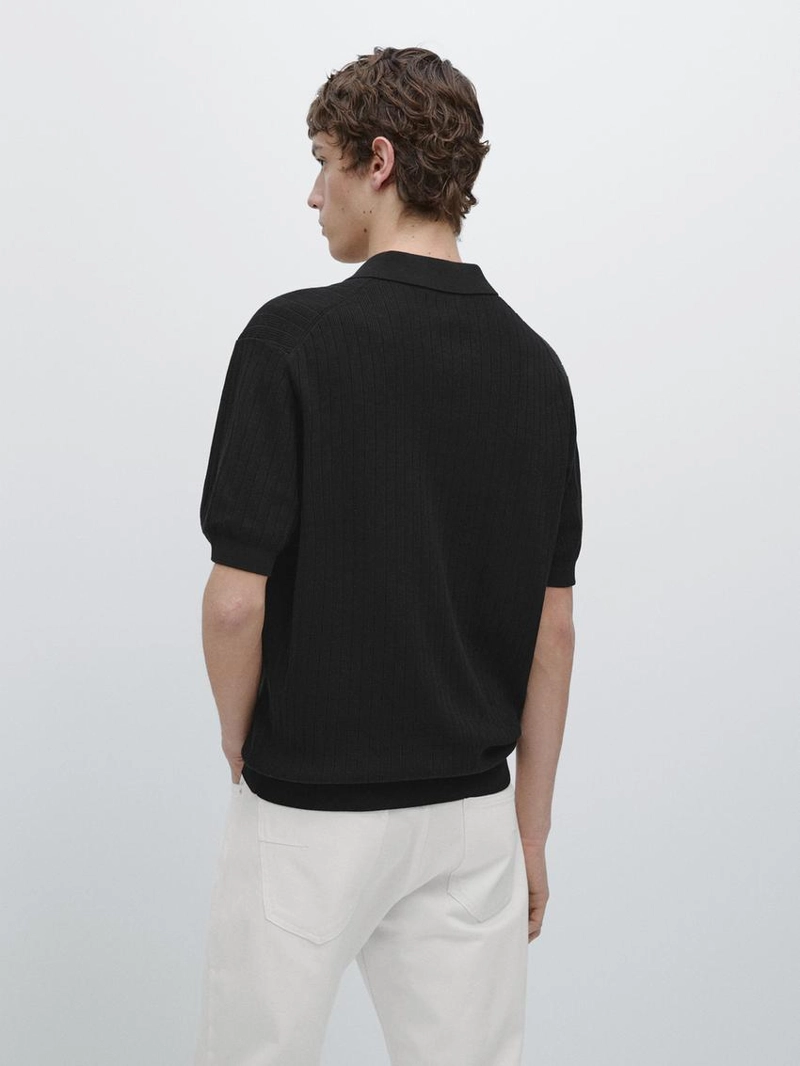 Поло свитер из хлопкового вязаного полотна