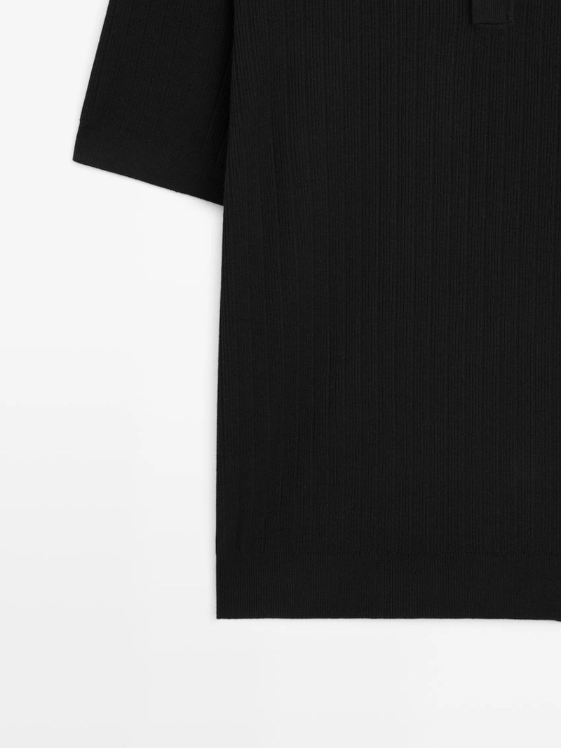 Поло свитер из хлопкового вязаного полотна