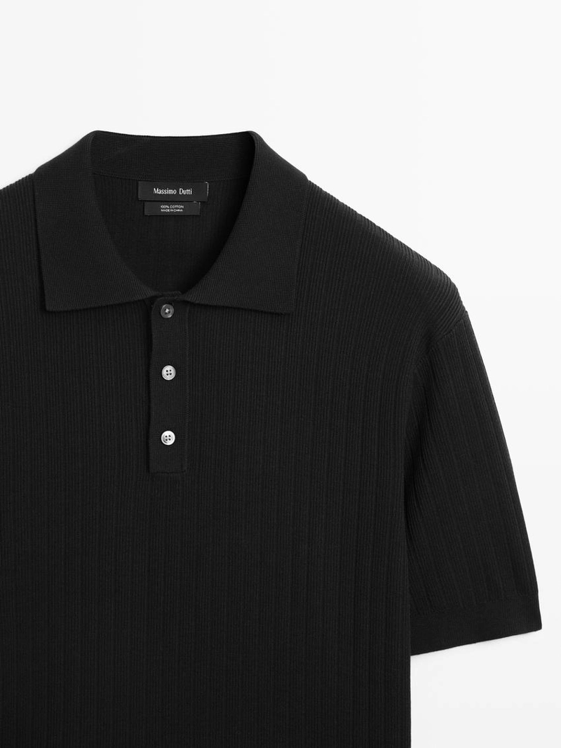 Поло свитер из хлопкового вязаного полотна