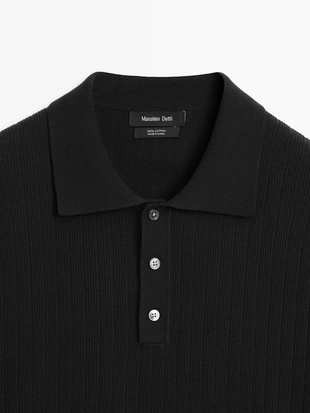 Купить Massimo Dutti Поло свитер из хлопкового вязаного полотна