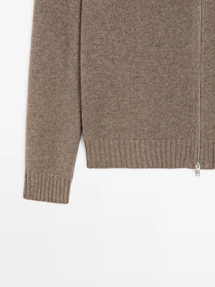 Кардиган с рукавами реглан из 100% кашемира с застежкой-молнией- Заказать в России