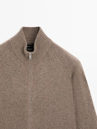 Кардиган с рукавами реглан из 100% кашемира с застежкой-молнией- Заказать в России