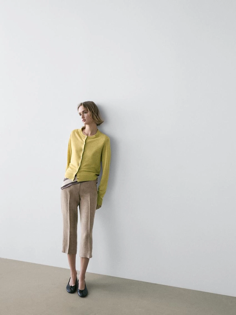 Кардиган из льняной ткани на пуговицах