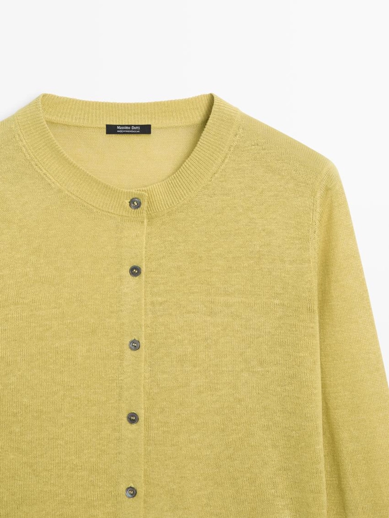 Кардиган из льняной ткани на пуговицах