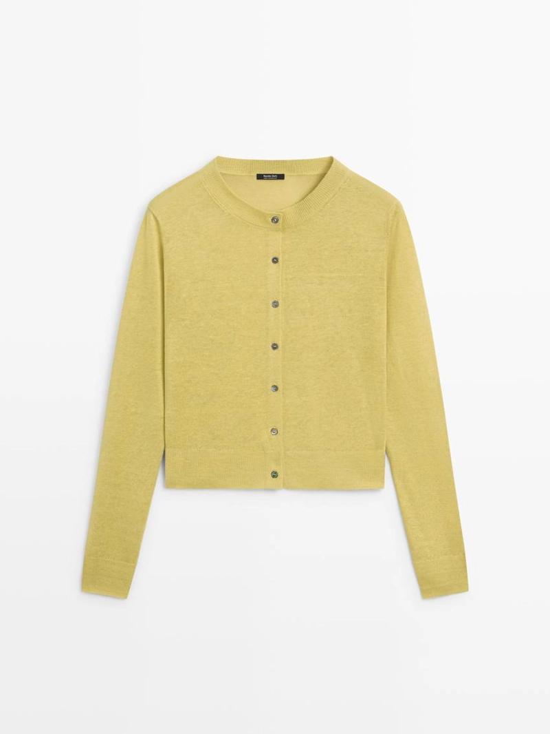 Кардиган из льняной ткани на пуговицах