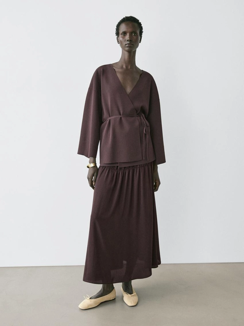 Платье-халат из мягкого трикотажа с поясом