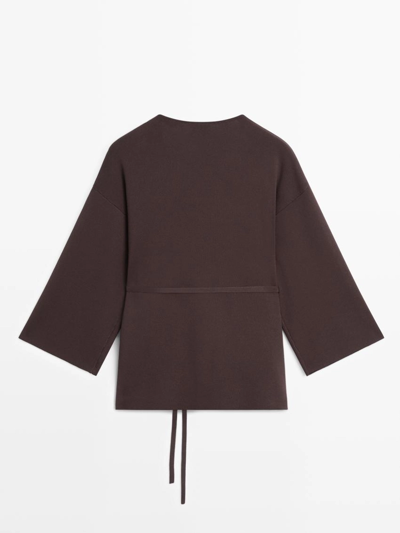 Платье-халат из мягкого трикотажа с поясом