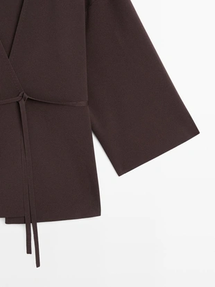 Платье-халат из мягкого трикотажа с поясом- Заказать в России