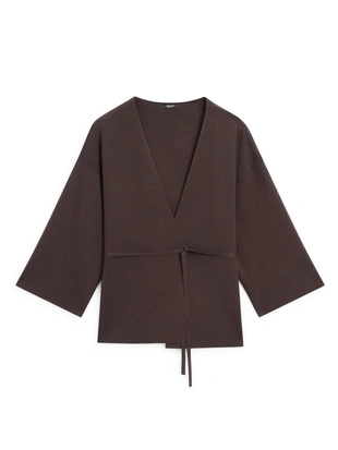 Платье-халат из мягкого трикотажа с поясом- Заказать в России