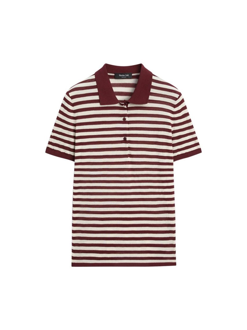 Хлопковая поло-рубашка с полосатыми деталями