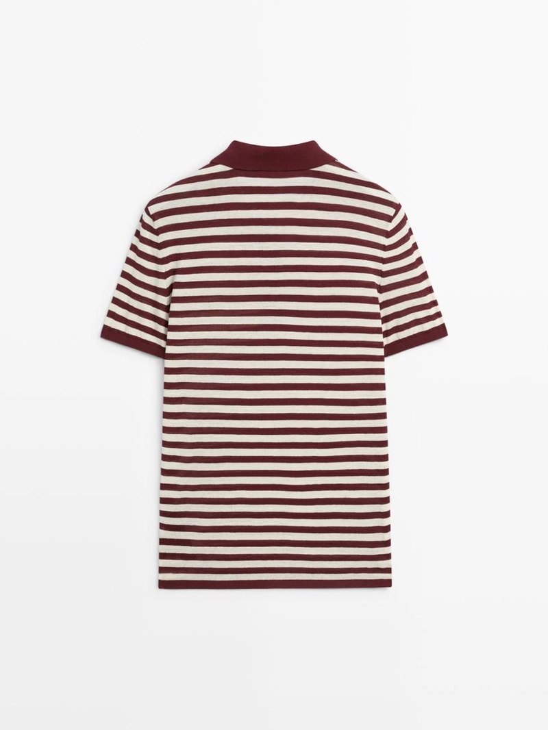 Хлопковая поло-рубашка с полосатыми деталями