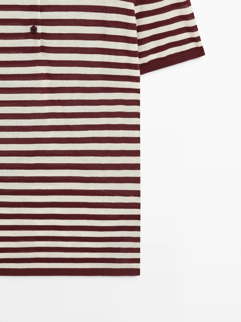 Хлопковая поло-рубашка с полосатыми деталями