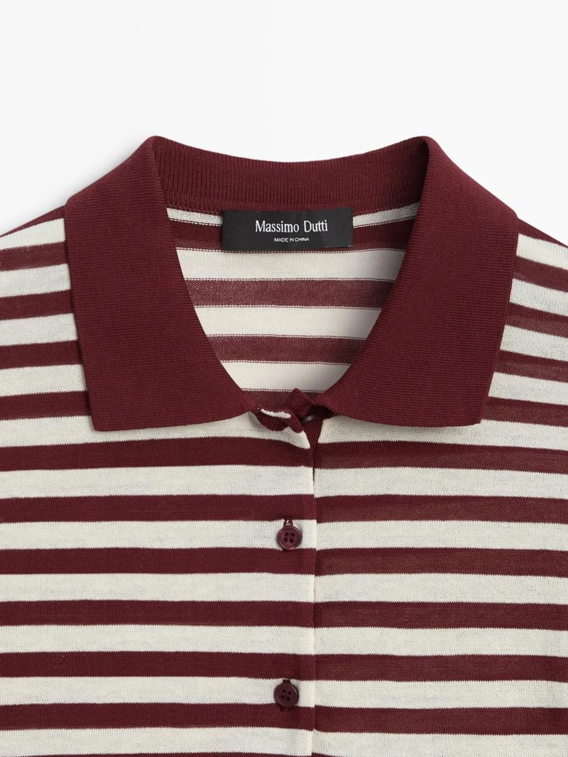 Хлопковая поло-рубашка с полосатыми деталями