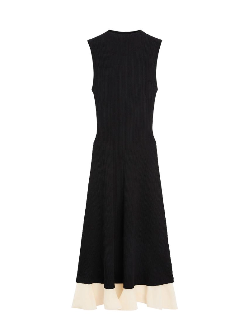 Платье миди с плиссировкой и оборками