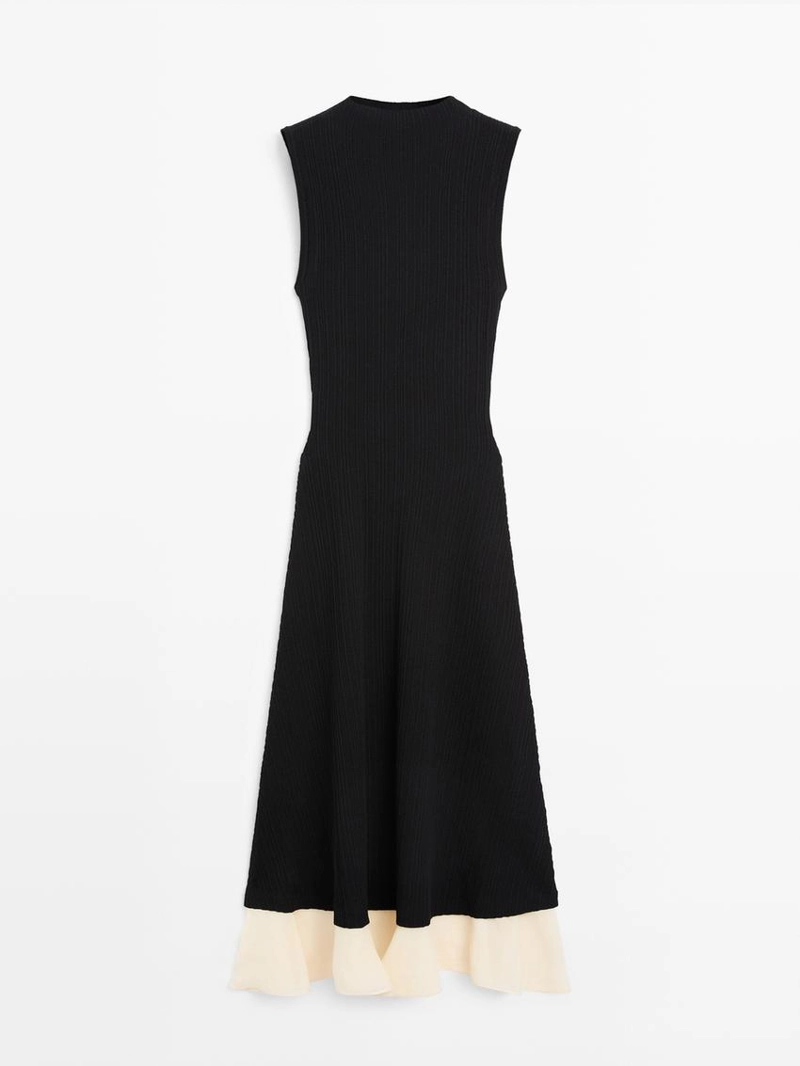 Платье миди с плиссировкой и оборками