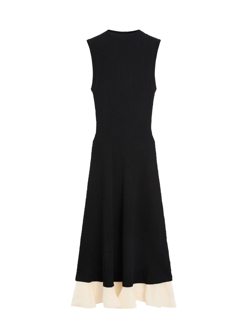 Платье миди с плиссировкой и оборками