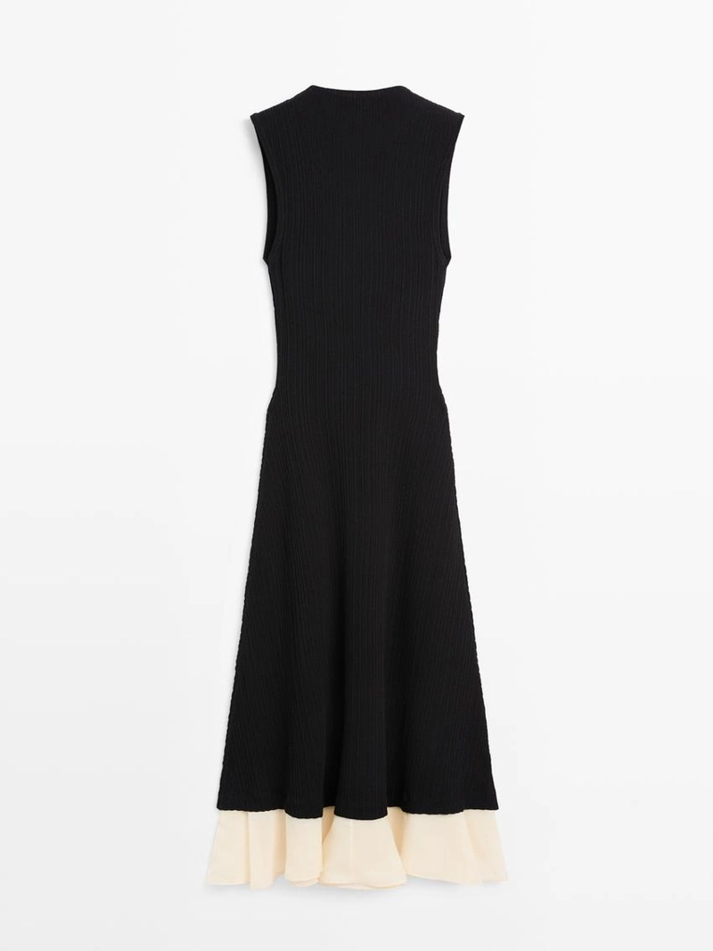 Платье миди с плиссировкой и оборками