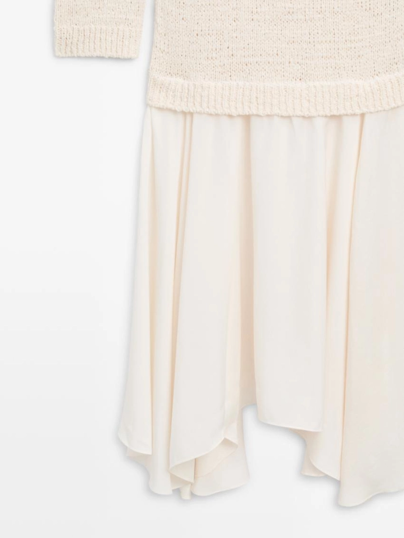 Асимметричное миди-платье с контрастными деталями