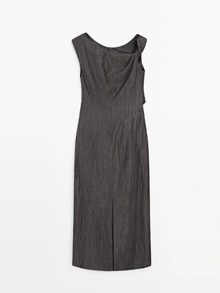 Платье миди с драпировкой на плечиках- Заказать в России