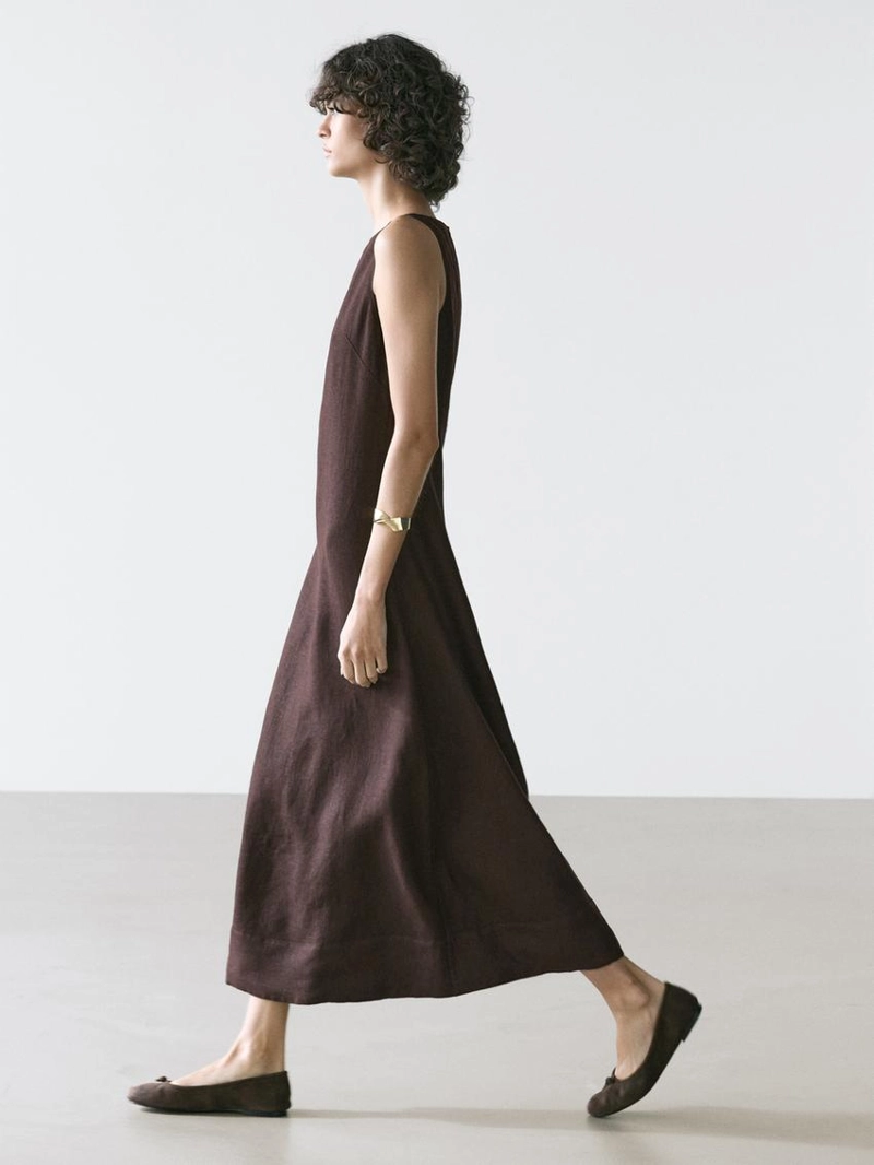 Платье-халтер миди из льна