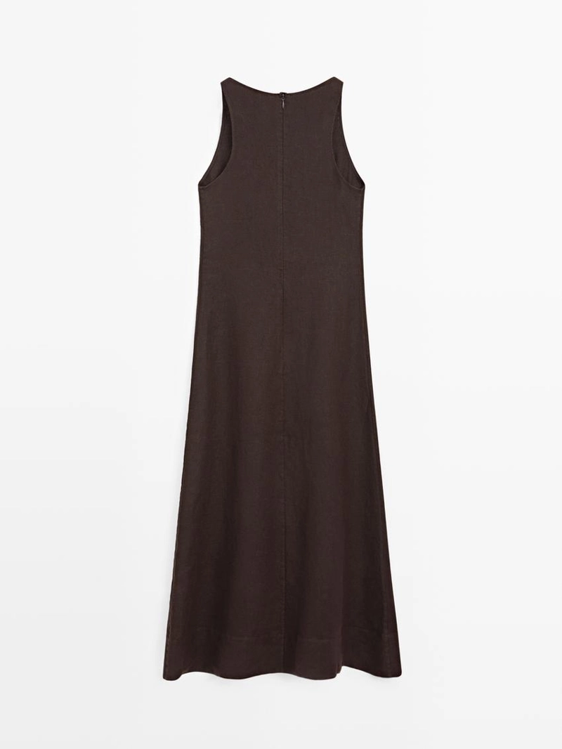 Платье-халтер миди из льна