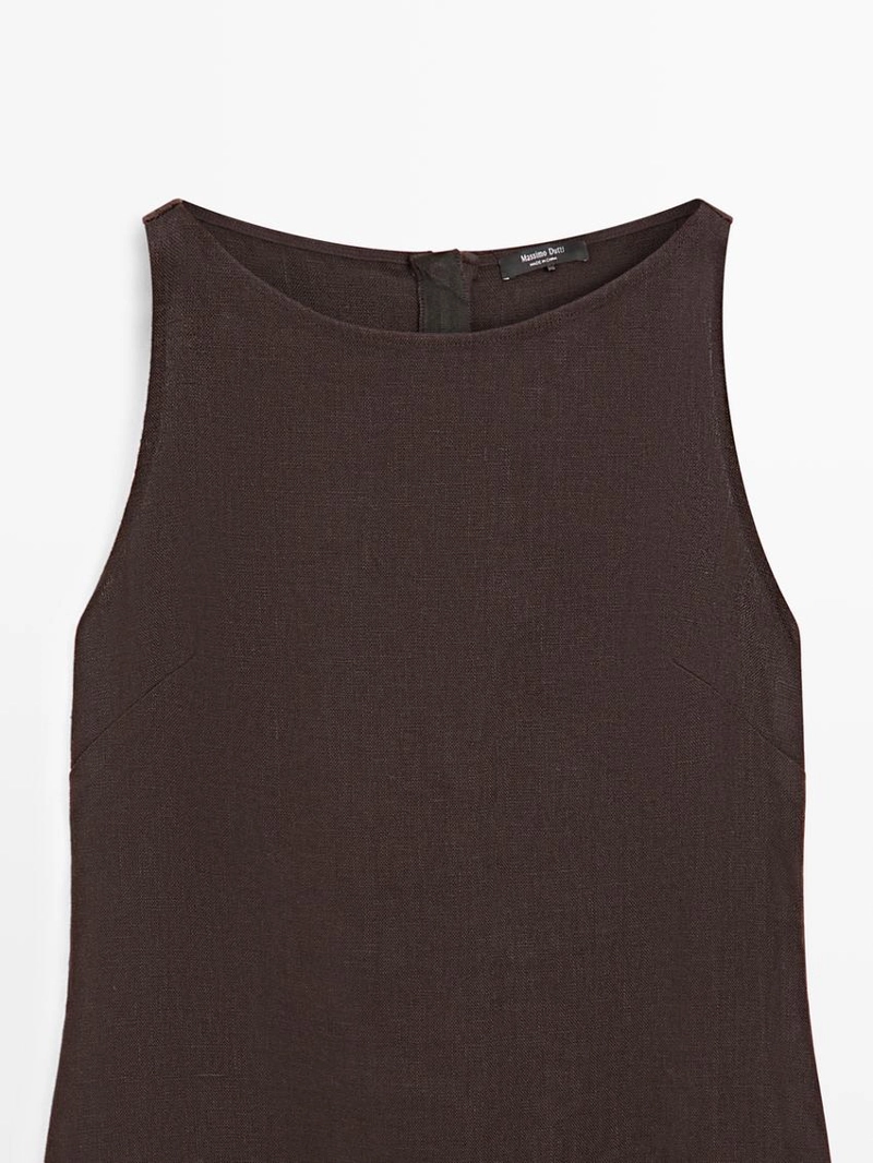 Платье-халтер миди из льна