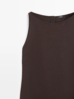 Купить Massimo Dutti Платье-халтер миди из льна