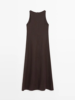 Платье-халтер миди из льна- Заказать в России