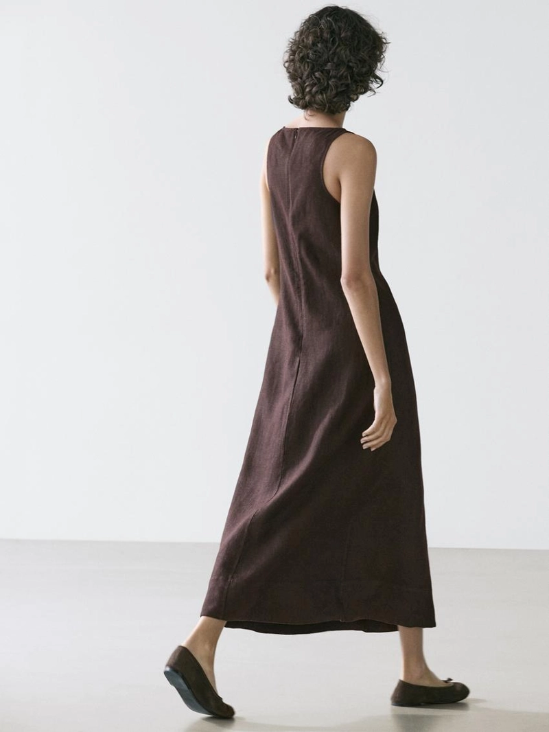 Платье-халтер миди из льна