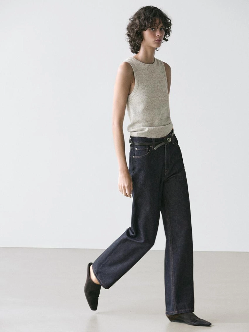 Футболка без рукавов из хлопкового смесового материала