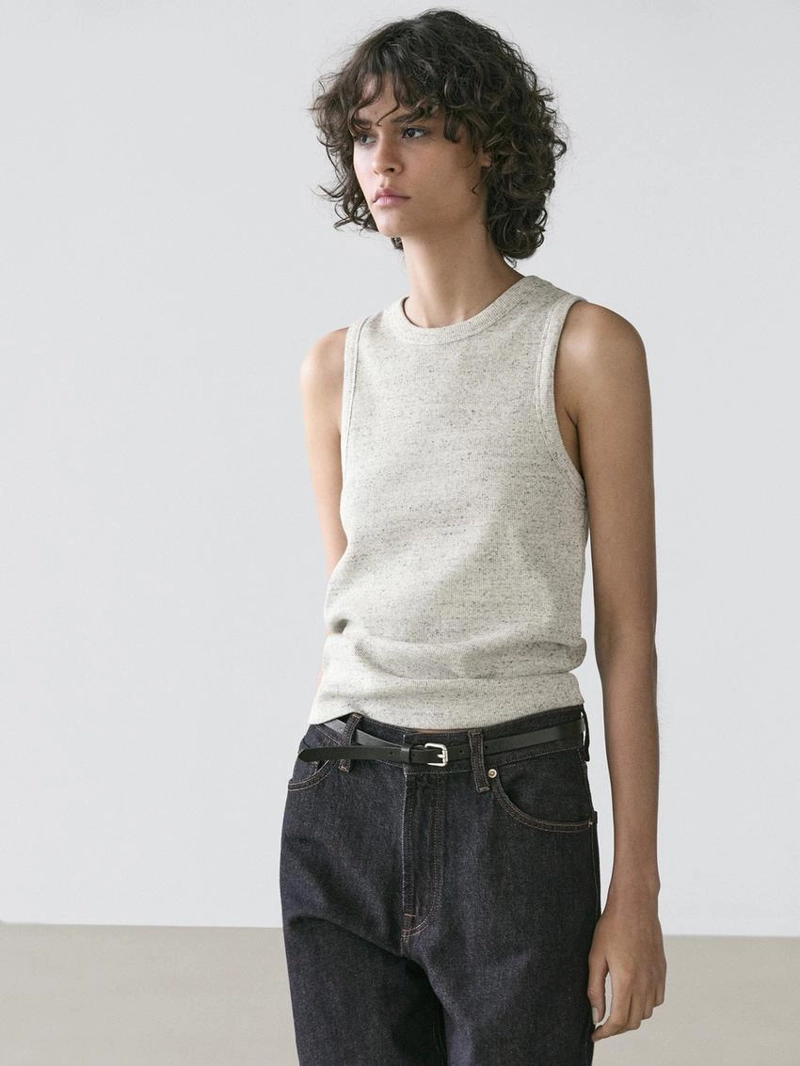 Футболка без рукавов из хлопкового смесового материала