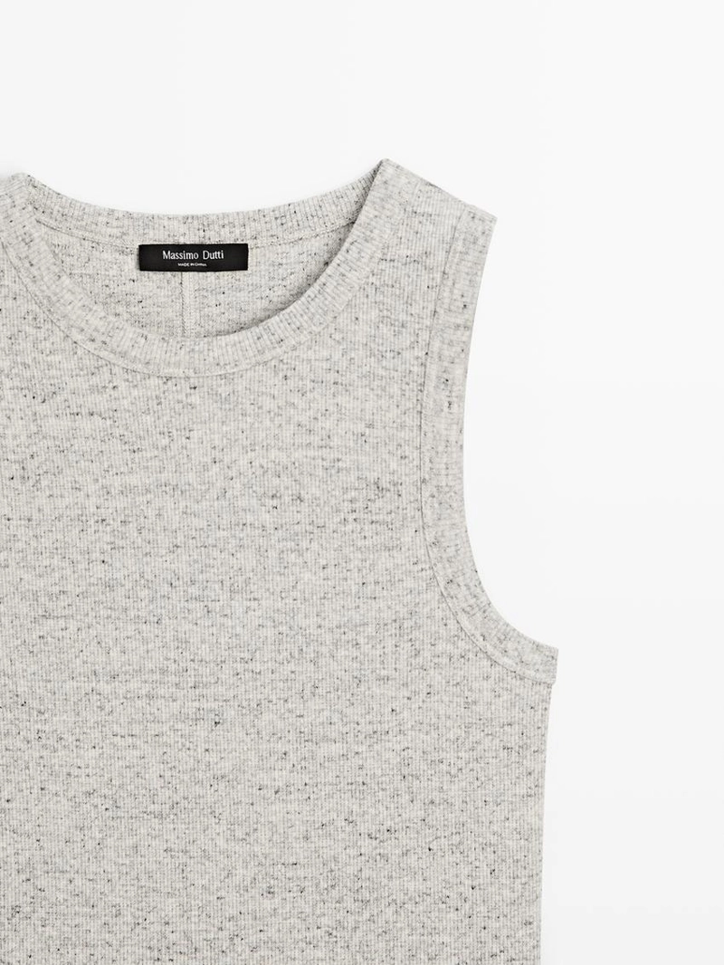 Футболка без рукавов из хлопкового смесового материала