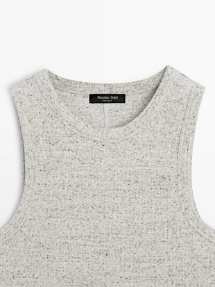 GREY | 6229/577/802 - Massimo Dutti Футболка без рукавов из хлопкового смесового материала