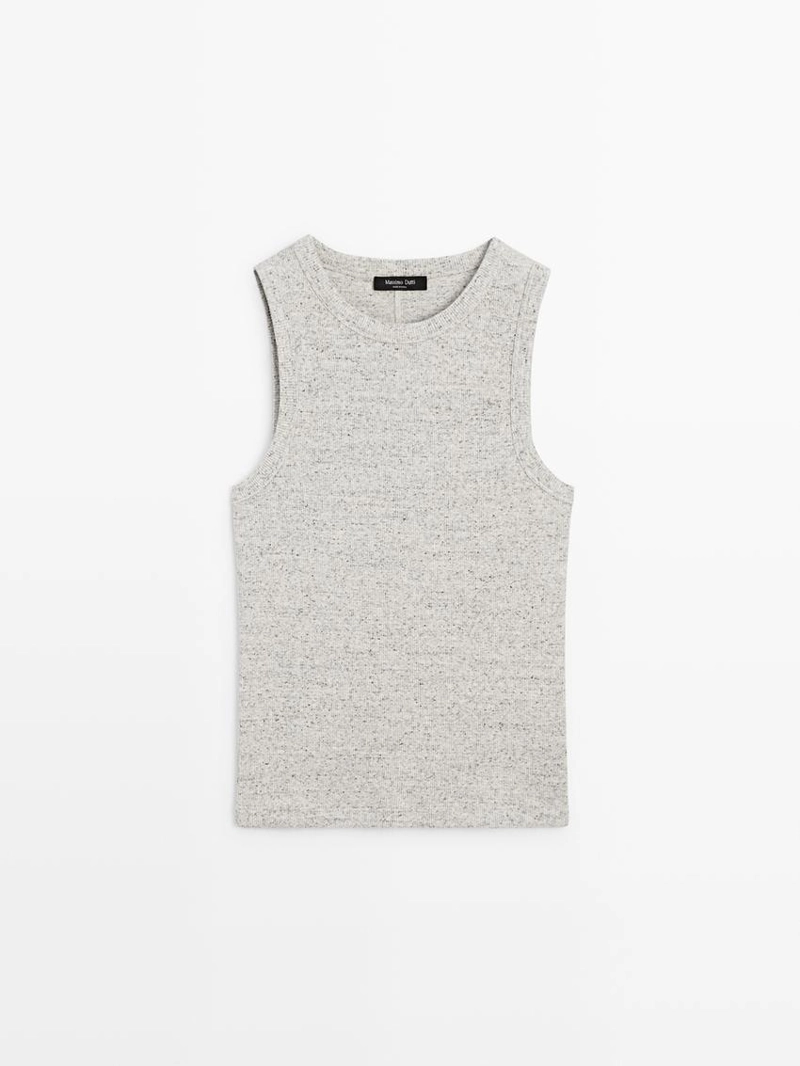 Футболка без рукавов из хлопкового смесового материала