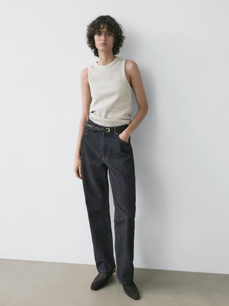 Футболка без рукавов из хлопкового смесового материала