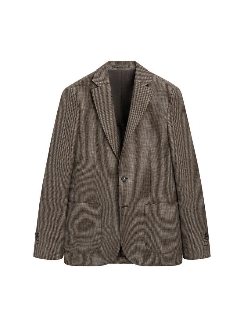 Льняной пиджак с деталями карманов