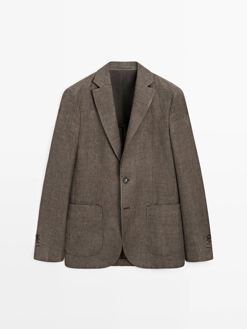 Льняной пиджак с деталями карманов